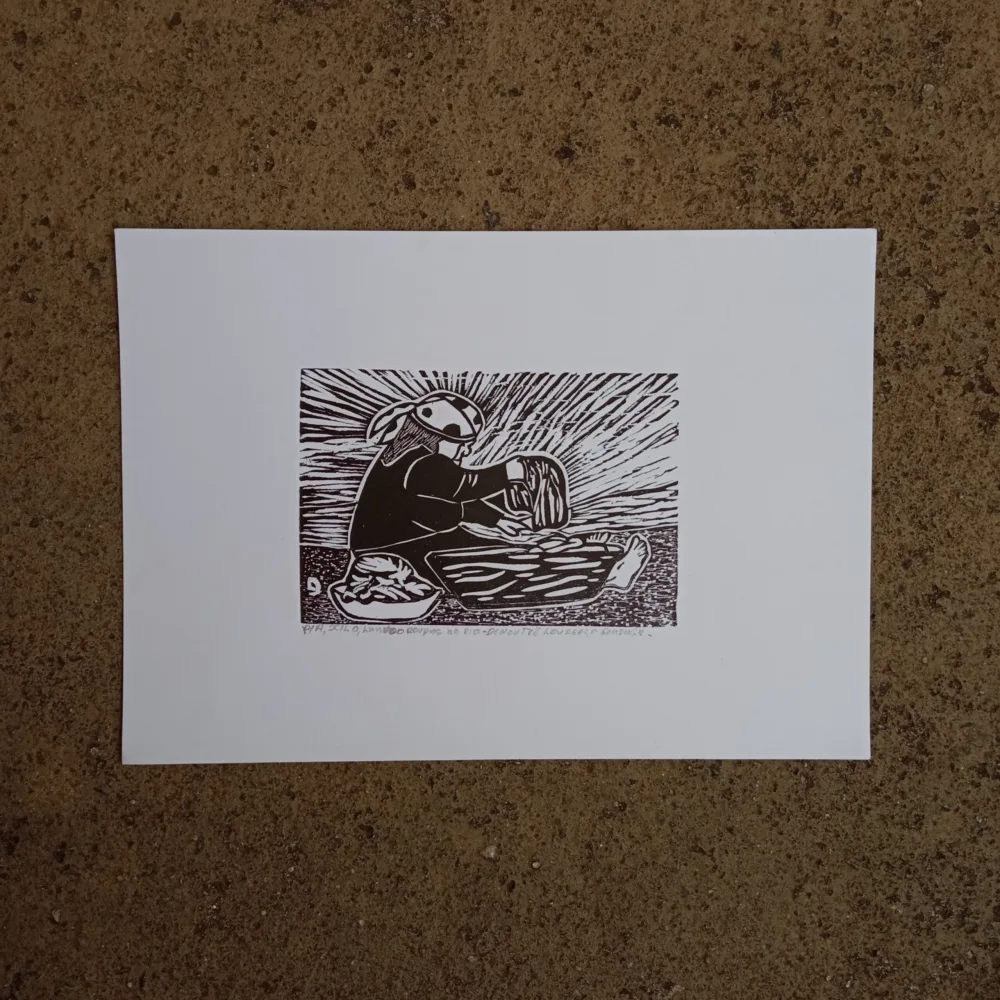 Xilogravura Lira Nordestina P - Lavando Roupa - Imagem 2
