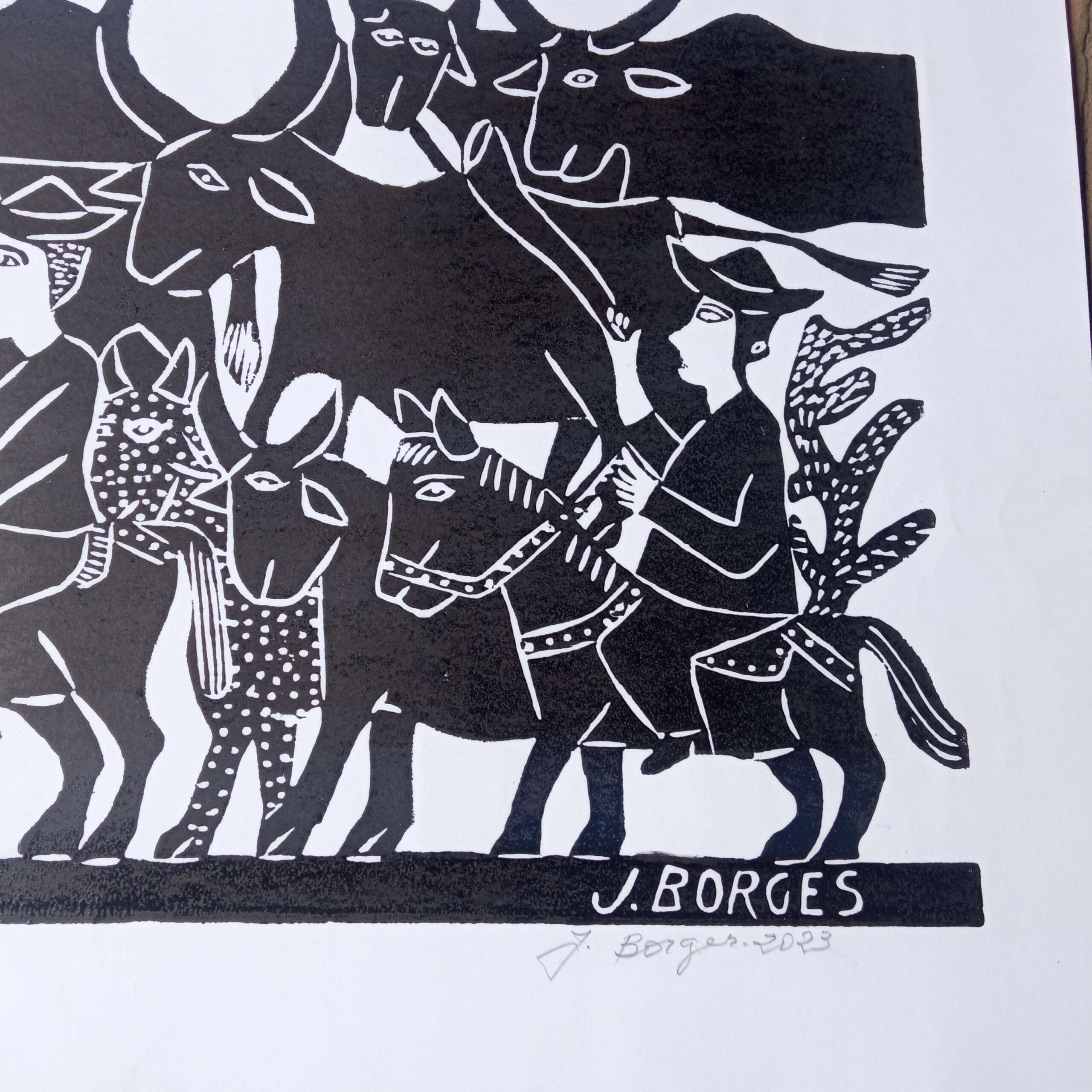Xilogravura Mestre J Borges G - Os Boiadeiros - Imagem 3