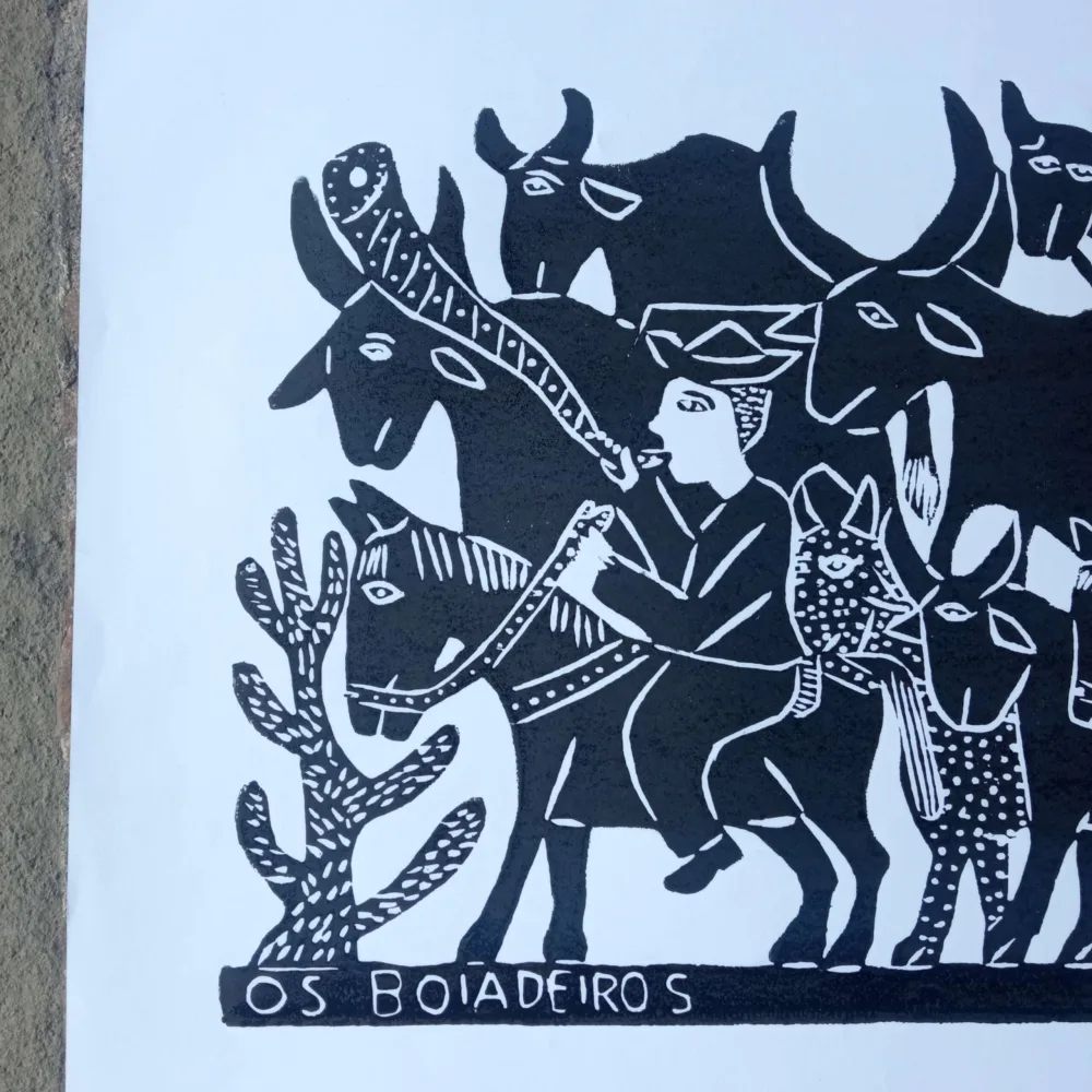 Xilogravura Mestre J Borges G - Os Boiadeiros - Imagem 2