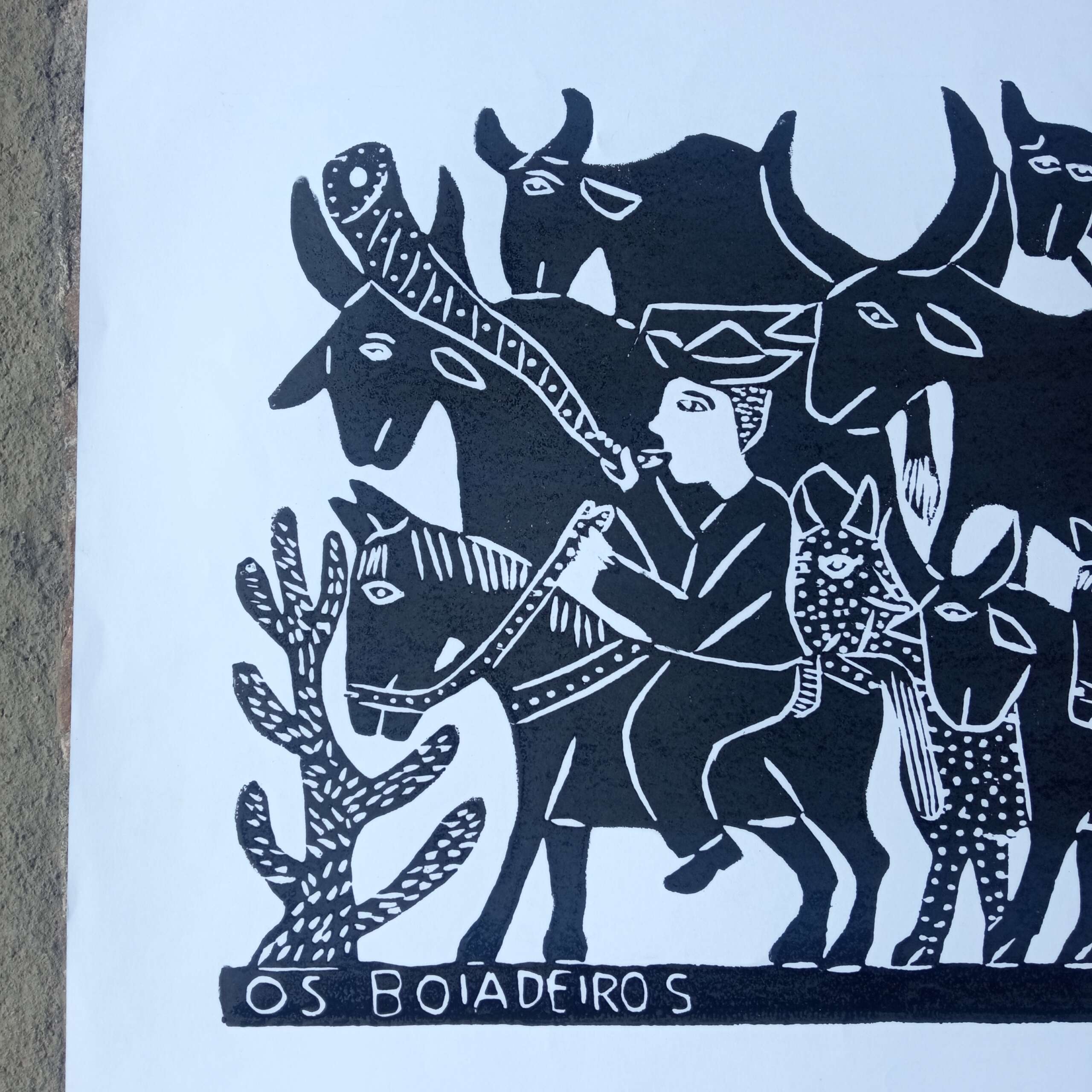 Xilogravura Mestre J Borges G - Os Boiadeiros - Imagem 2