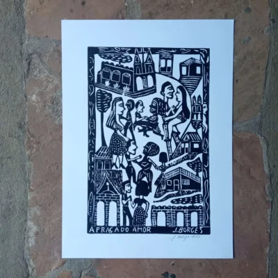 Xilogravura Mestre J Borges G - A Praça do Amor