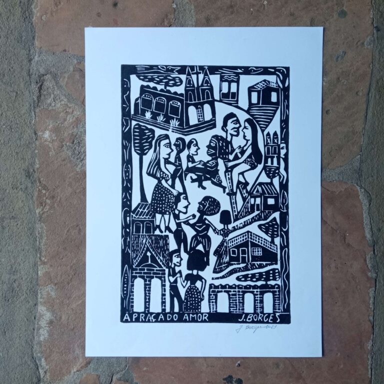 Xilogravura Mestre J Borges G - A Praça do Amor