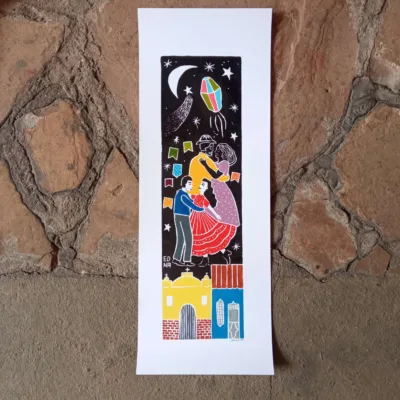 Xilogravura Edna Silva M Vertical - Noites de São João