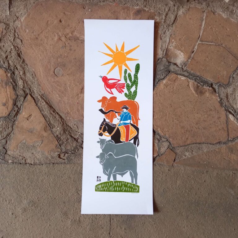 Xilogravura Edna Silva M Vertical - Boiadeiros