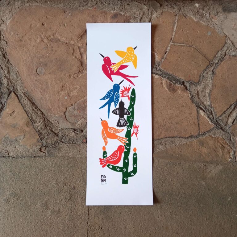 Xilogravura Edna Silva M Vertical - Passarinhada