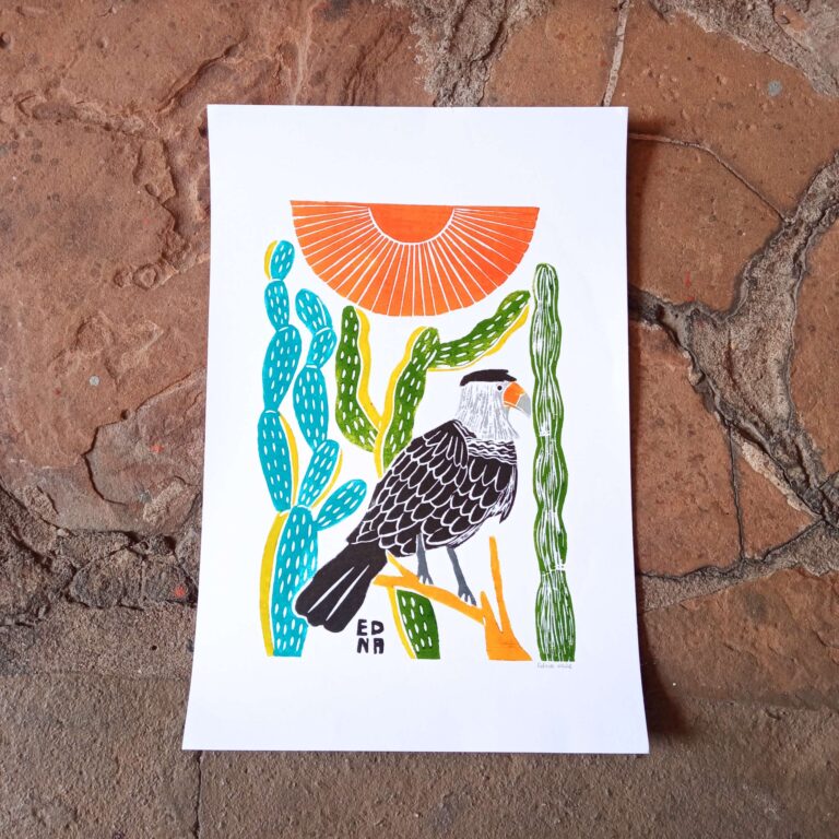 Xilogravura Edna Silva M - Carcará