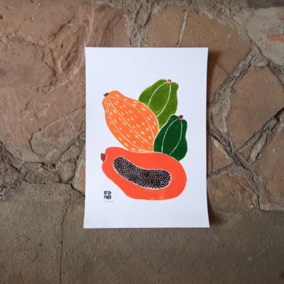 Xilogravura Edna Silva M - Mamão