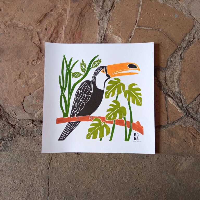 Xilogravura Edna Silva M Quadrada - Tucano