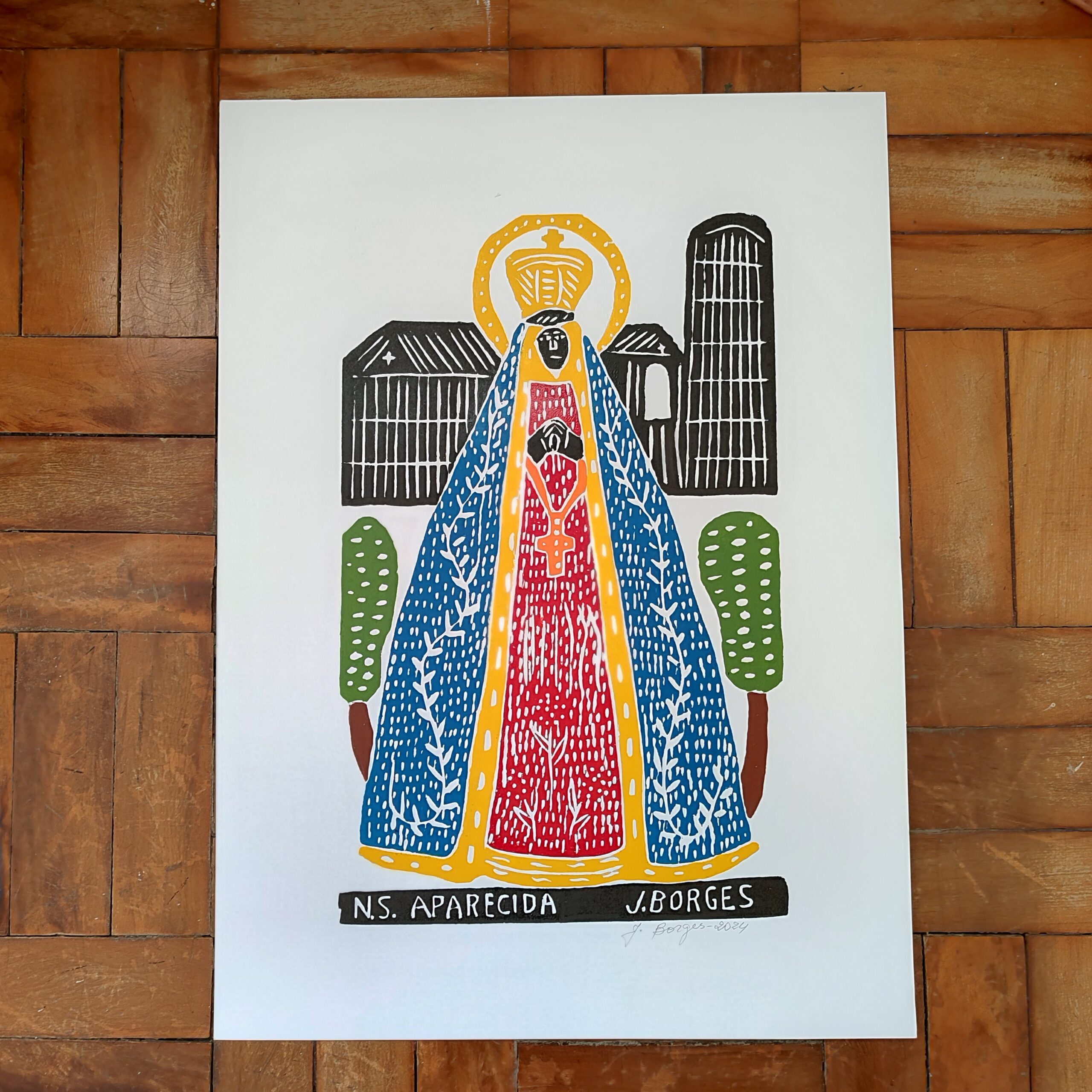 Xilogravura Mestre J Borges G - Nossa Senhora Aparecida