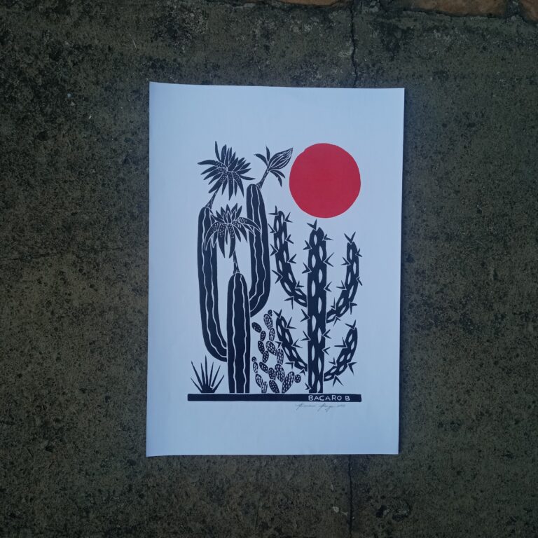 Xilogravura Bacaro Borges M - 2 Cactos