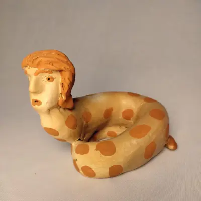 Escultura Cobra com Cabeça Humana - Elza