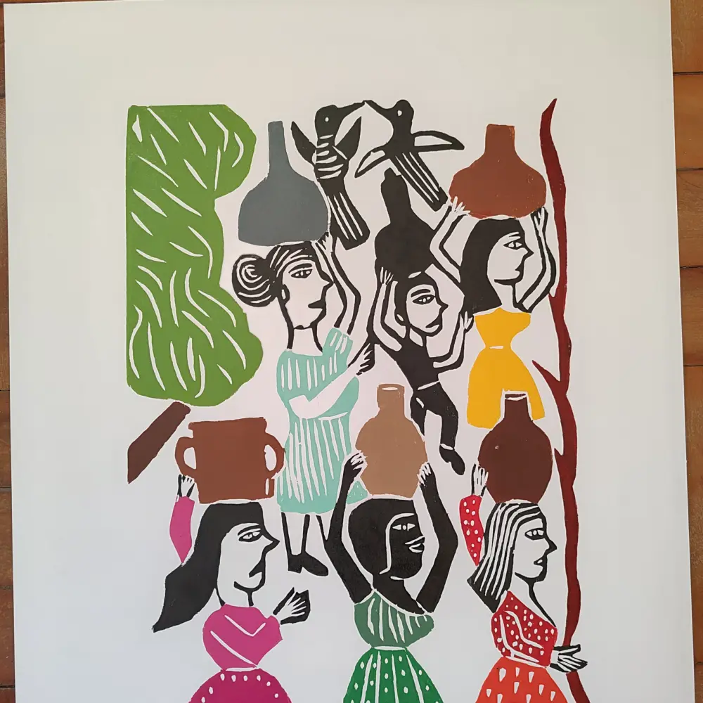 Xilogravura Mestre J Borges G - Carregando Água - Imagem 3