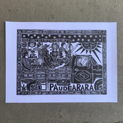 Xilogravura Bacaro Borges G - Pau de Arara