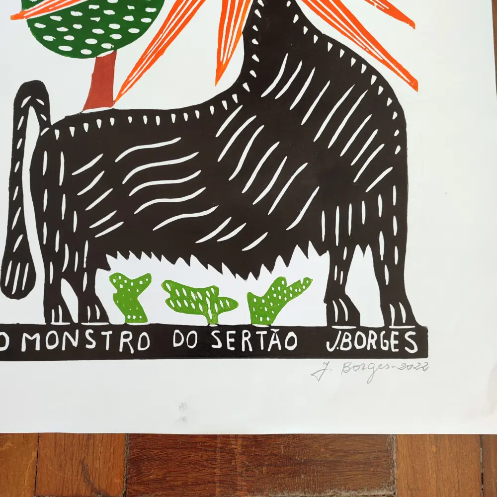 Xilogravura Mestre J Borges G - O Monstro do Sertão - Imagem 2