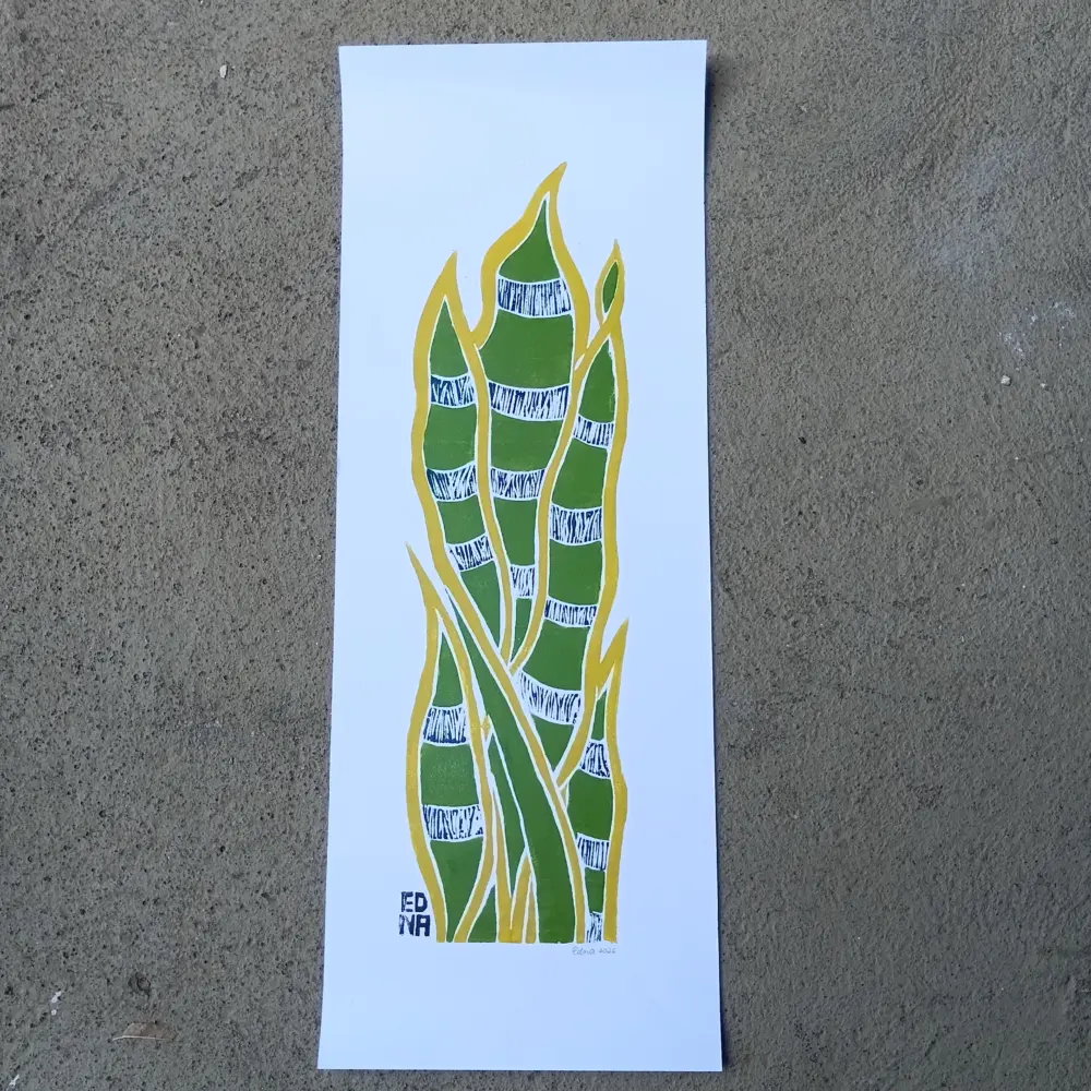 Xilogravura Edna Silva M Vertical - Espada de São Jorge