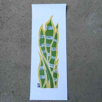 Xilogravura Edna Silva M Vertical - Espada de São Jorge