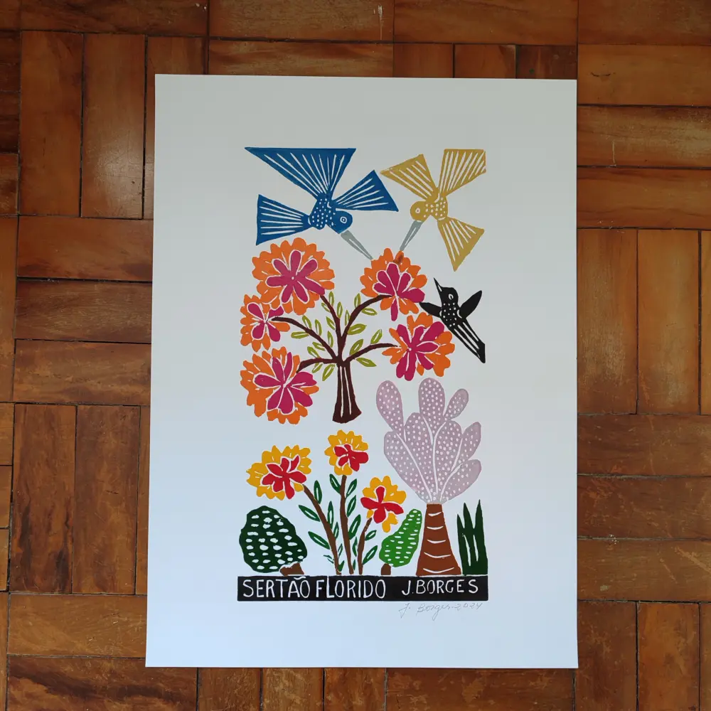 Xilogravura Mestre J Borges G - Sertão Florido