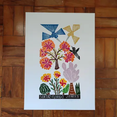 Xilogravura Mestre J Borges G - Sertão Florido