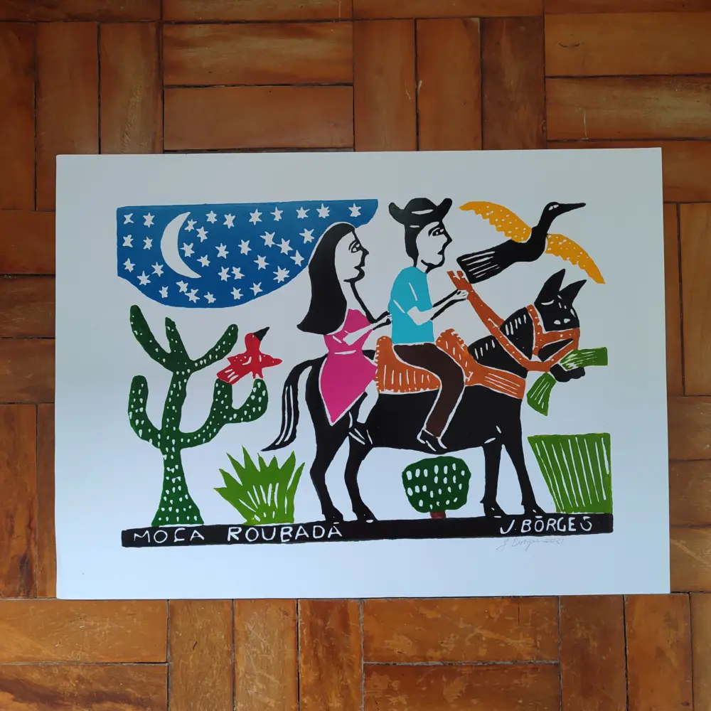 Xilogravura Mestre J Borges G - Moça Roubada