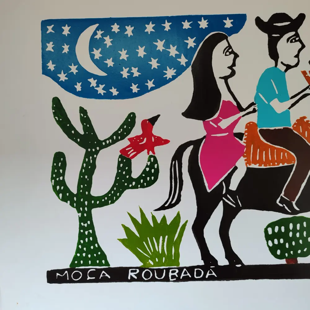 Xilogravura Mestre J Borges G - Moça Roubada - Imagem 2