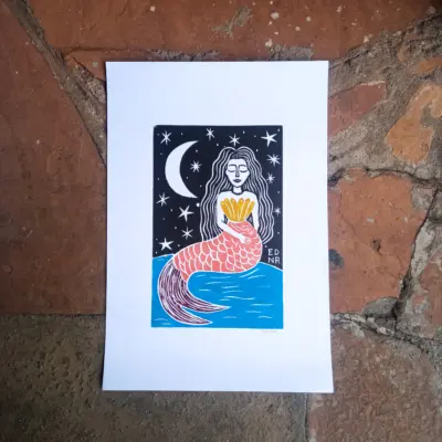 Xilogravura Edna Silva M - Sereia
