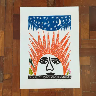 Xilogravura Mestre J Borges G - O Sol do Bom-Viver